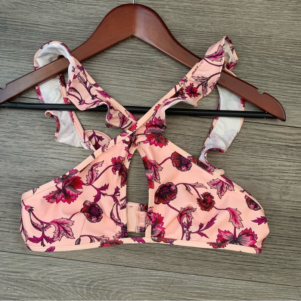 For Love And Lemons Garden‎ Keyhole La Playa Bikini Top Pink Floral Medium NWOT